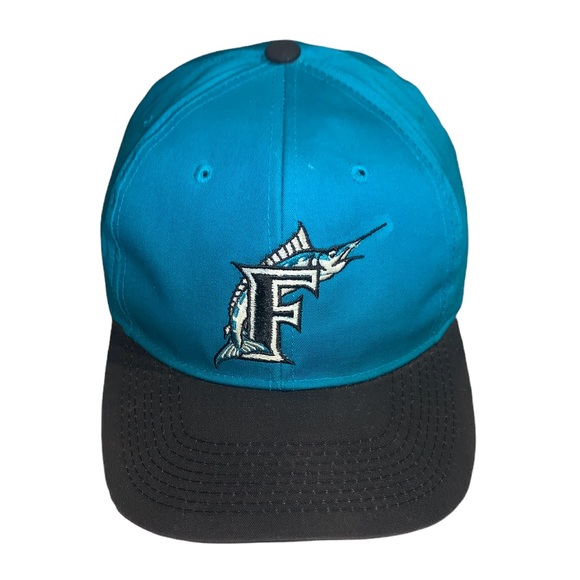 Vintage 90s Florida Marlins Plain Logo Snapback Hat - Picture 1 of 6
